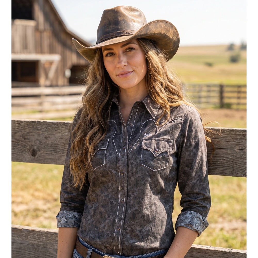 Cruel Girl women's western pearl snap shirt in size Large.